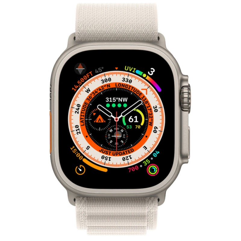 Apple Watch Series Ultra 49mm Titanium Case with Starlight Alpine Loop L