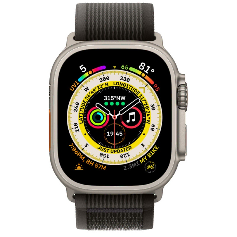 Apple Watch Series Ultra 49mm Titanium Case with Black Trail Loop S/M