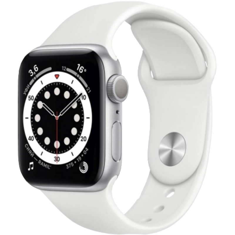 Apple Watch Series 6 40mm Silver Aluminum Case with White Sport Band