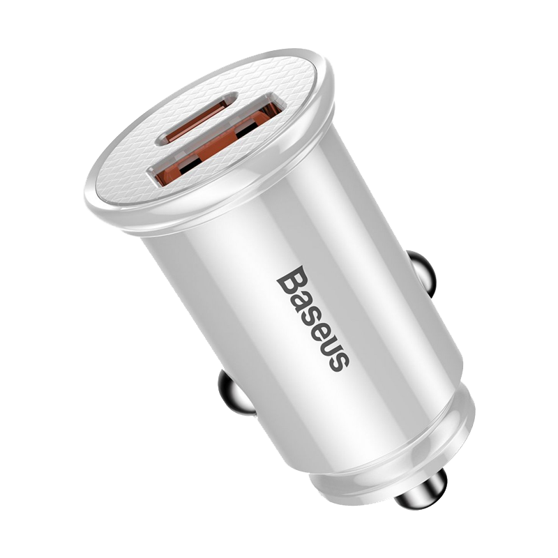 Блок АЗУ Baseus  Circular  Plastic A+C 30W  PPS Car Charger(PD3.0､QC4.0+ 、SCP 、AFC)  White