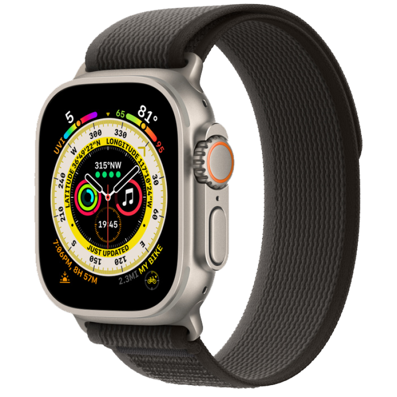 Apple Watch Series Ultra 49mm Titanium Case with Black Trail Loop S/M LTE